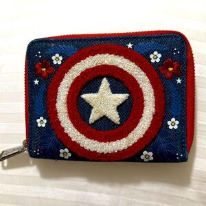 Loungefly Marvel - Captain America Floral Shield Zip Around Wallet